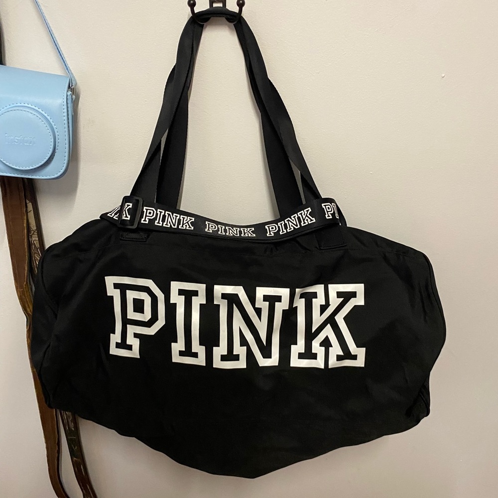 Pink duffel bag